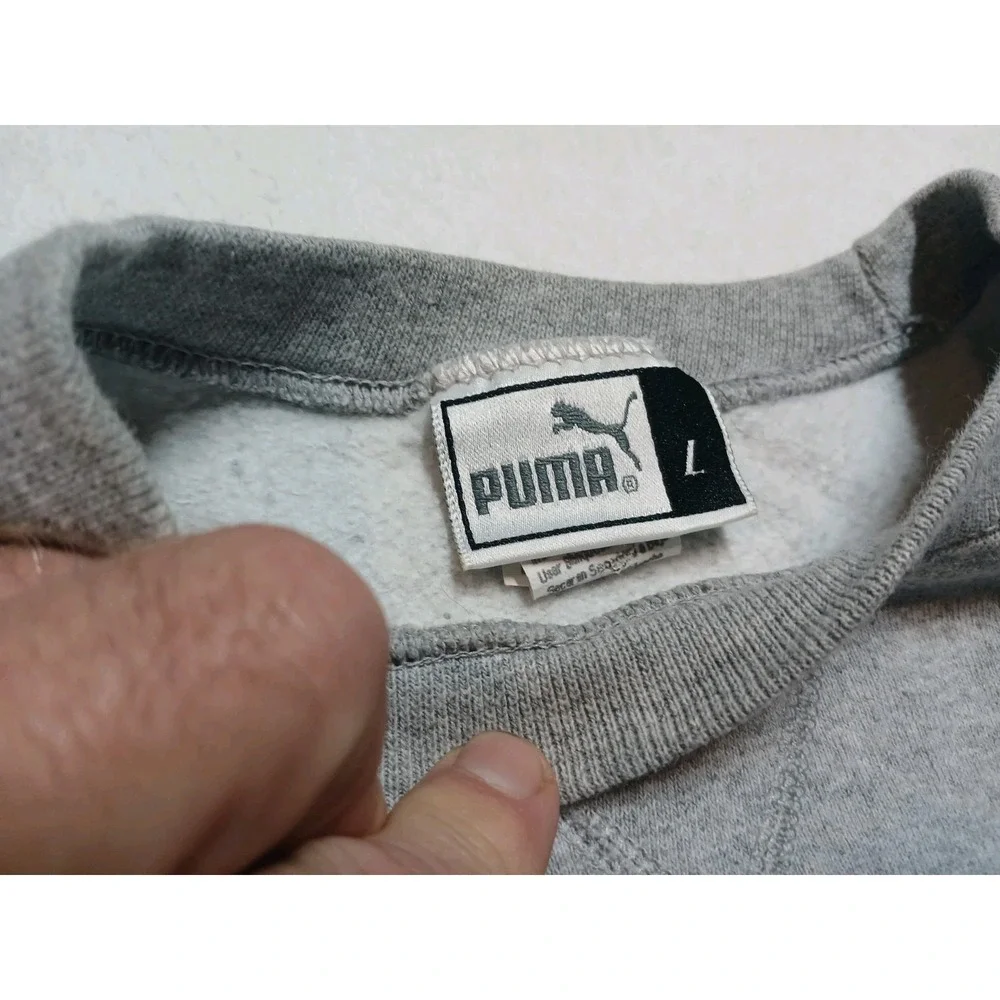 Y2K Puma NFL Green Bay Packers Sweatshirt Large Grey Faded Stained‎ Crewneck